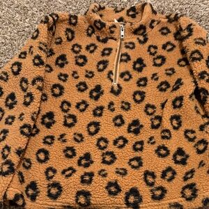 Leopard Print Kids Fleece Pullover